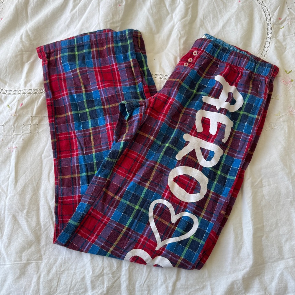 Aeropostale Y2K Red Plaid Logo Pajama Pants XS - Picture 2 of 7
